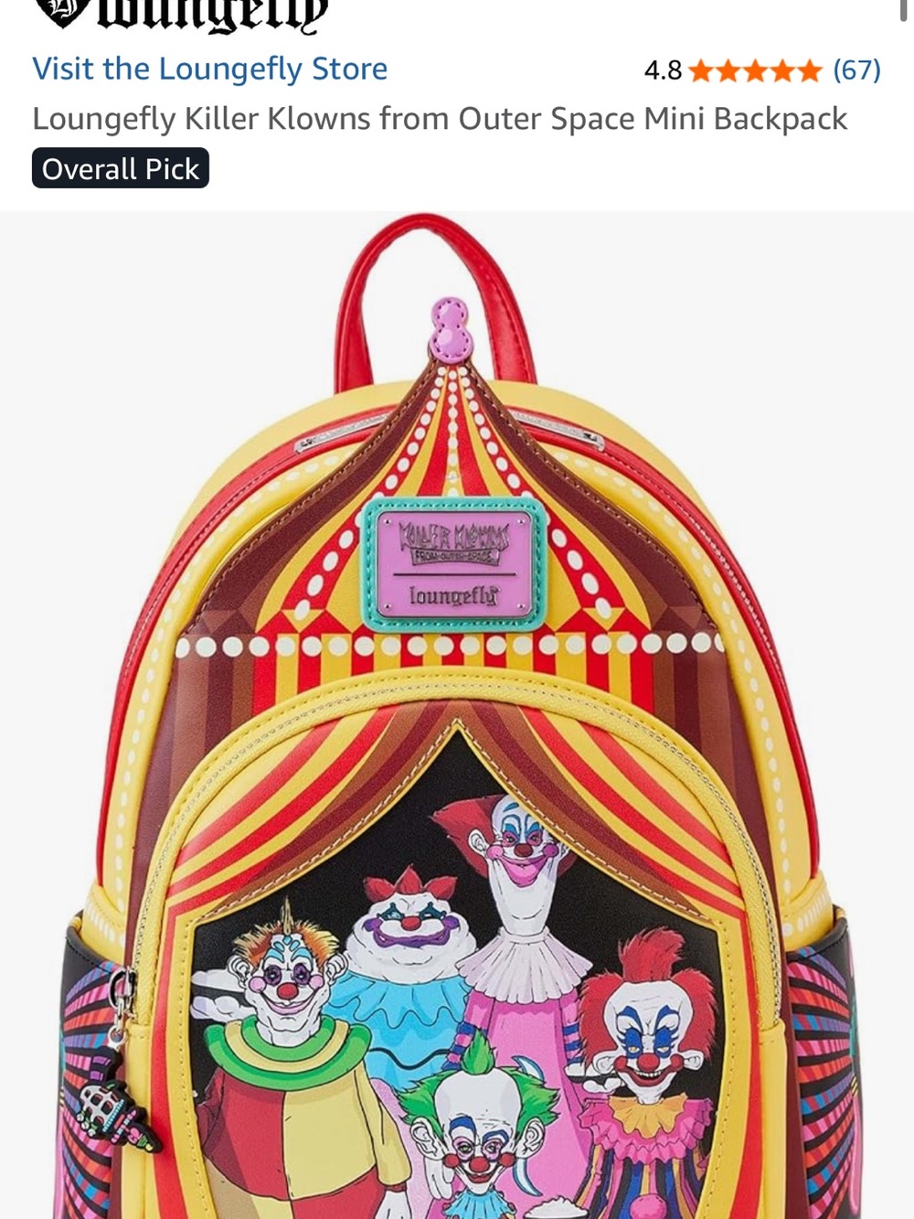 Loungefly Killer Klowns from Outer Space -Mini Backpack- new, unused